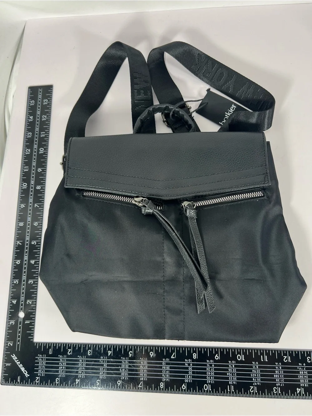 4045: NWT Botkier Black Nylon Leather Foldover Backpack